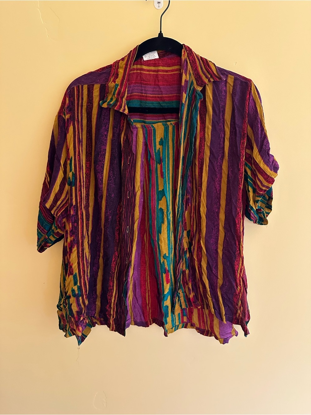 Vintage Boho Multicolor Button-Up Shirt – Unisex